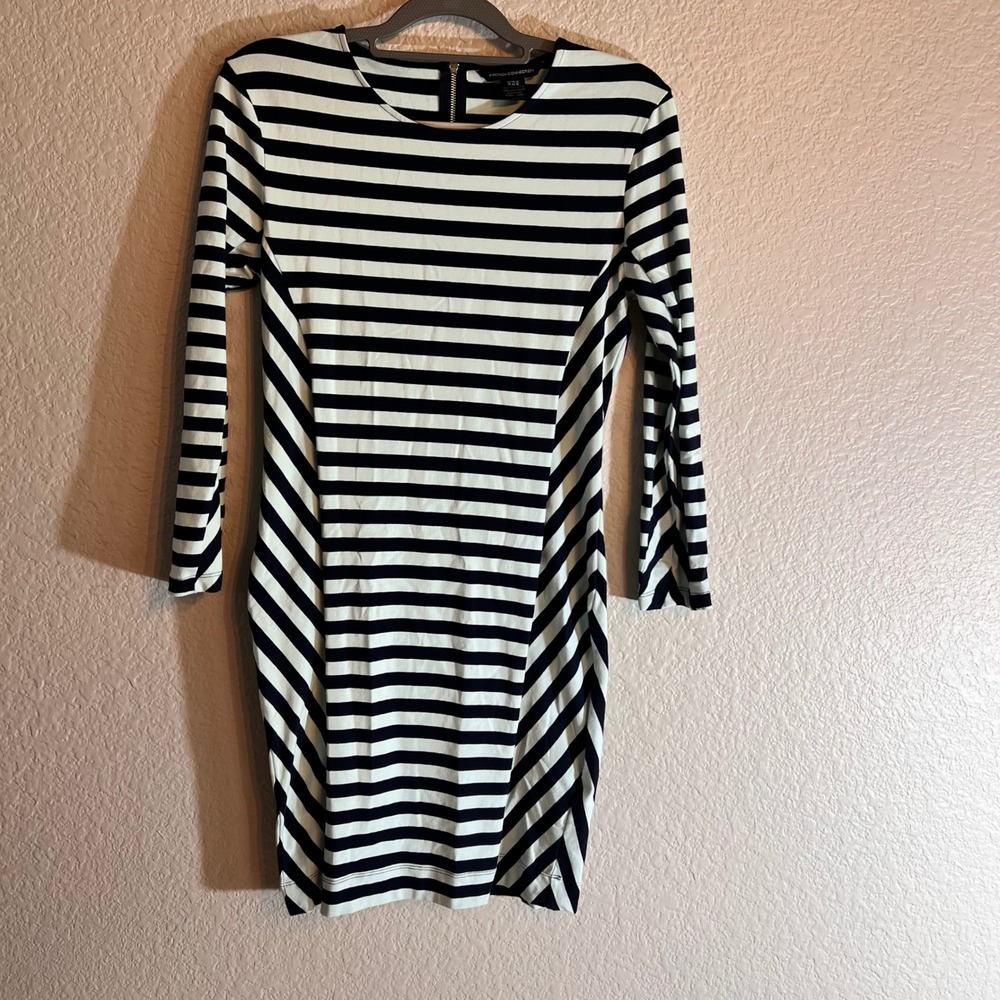 French Connection Striped Bodycon Dress‎ Long Sleeve Career Casual 14